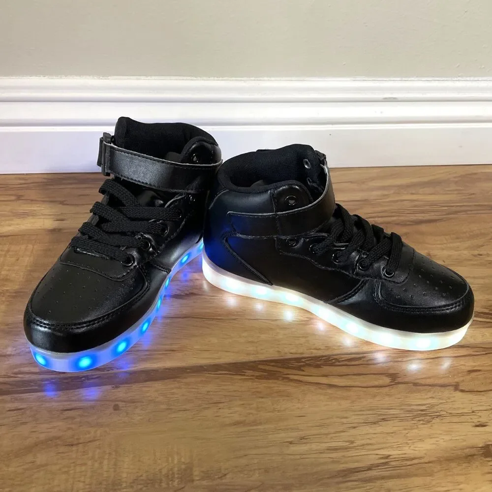 ATS Led Light Glow Shoes Unisex Size 2 Black USB Rechargeable Colored Lights New